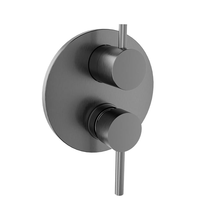 Baril Zip B66 Pressure-Balanced Shower Control Valve Trim With 2-Way Diverter - Black Titanium