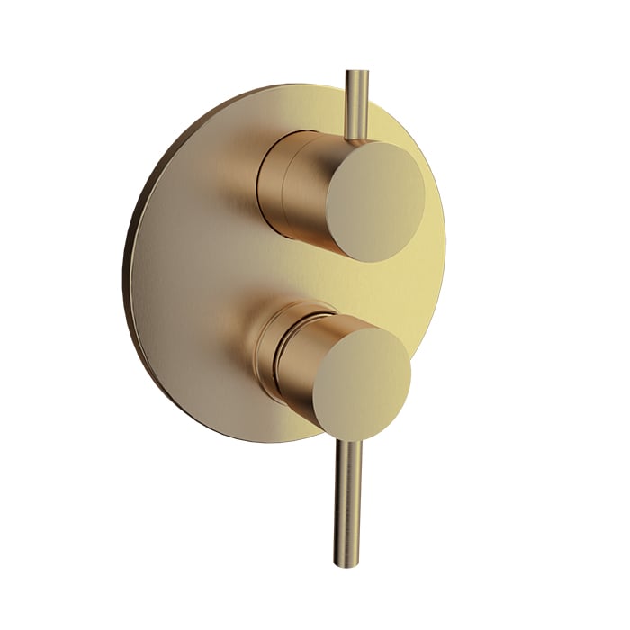 Baril Zip B66 Pressure-Balanced Shower Control Valve Trim With 2-Way Diverter - Warm Gold