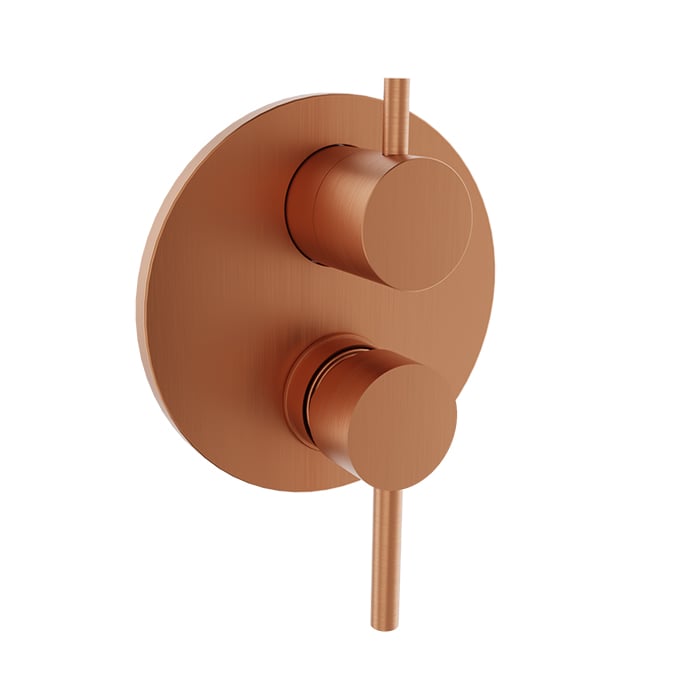 Baril Zip B66 Pressure-Balanced Shower Control Valve Trim With 3-Way Diverter - Satin Copper