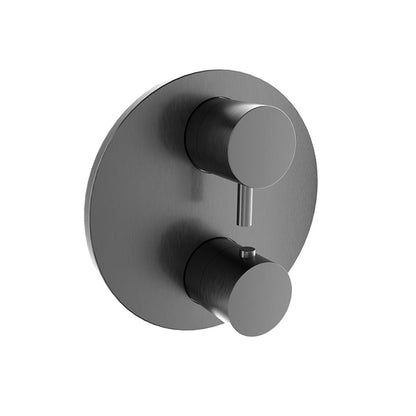 Baril Zip B66 Thermostatic Pressure-Balanced Shower Control Valve Trim With 1-Way Diverter - Black Titanium
