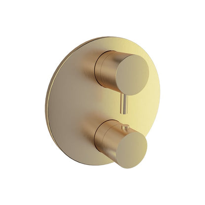 Baril Zip B66 Thermostatic Pressure-Balanced Shower Control Valve Trim With 1-Way Diverter - Warm Gold