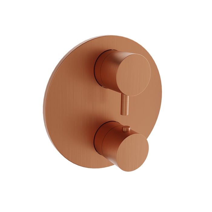 Baril Zip B66 Thermostatic Pressure-Balanced Shower Control Valve Trim With 1-Way Diverter - Satin Copper