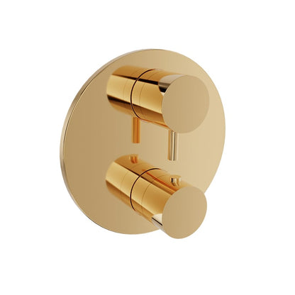 Baril Zip B66 Thermostatic Pressure-Balanced Shower Control Valve Trim With 3-Way Diverter - Gold