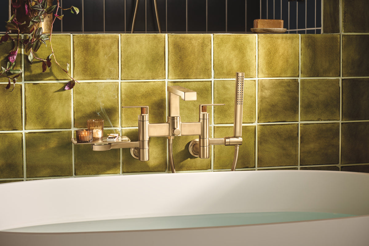Brizo T71764 in GL, installation inspiration; other fixtures and optional accessories shown are sold separately.
