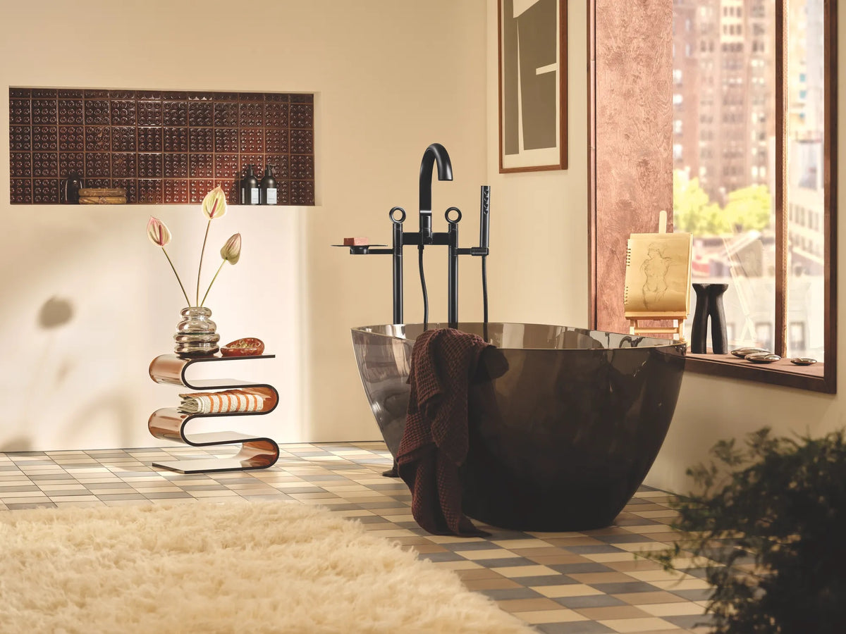 Brizo T71766 in BL, installation inspiration; other fixtures and optional accessories shown are sold separately.