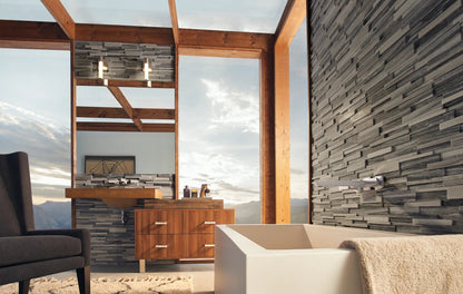 Brizo T70488 in NK, installation inspiration; other fixtures and optional accessories shown are sold separately.