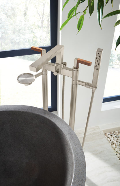 Brizo T71766 in NK, installation inspiration; other fixtures and optional accessories shown are sold separately.