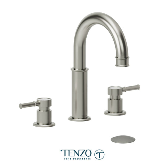 Tenzo Alyss 8 Inch Lavatory Faucet, Drain without Overflow - ALY13-W - Brushed Nickel