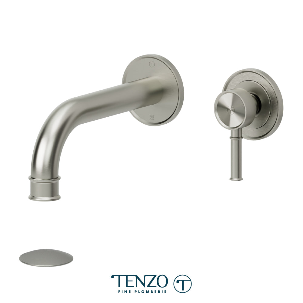 Tenzo Alyss Wall Mount Lavatory Faucet, Drain without Overflow - ALY14-W - Brushed Nickel