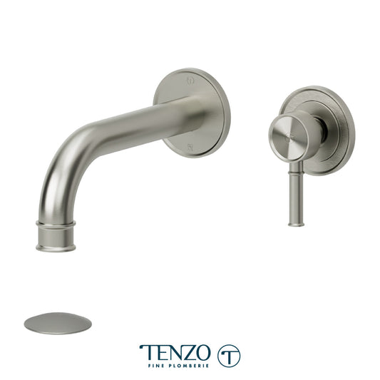Tenzo Alyss Wall Mount Lavatory Faucet, Drain without Overflow - ALY14-W - Brushed Nickel