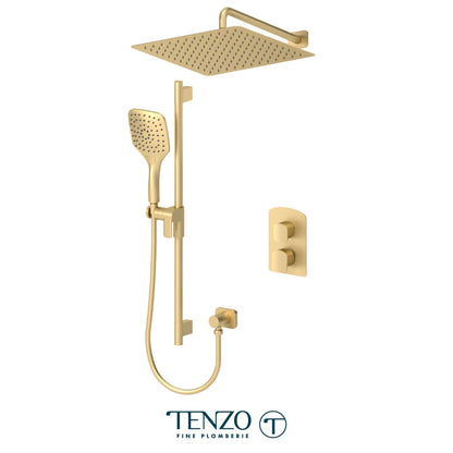 Tenzo Delano T-Box 2-Function Pressure Balance Shower Kit Trim, 16" AirBoost Rain Head & Wall Arm - F-DEPB32-20113