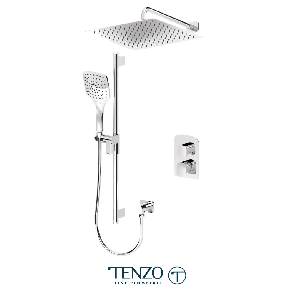 Tenzo Delano T-Box 2-Function Pressure Balance Shower Kit Trim, 16" AirBoost Rain Head & Wall Arm - F-DEPB32-20113