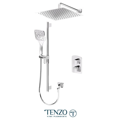 Tenzo Delano T-Box 2-Function Pressure Balance Shower Kit Trim, 16" AirBoost Rain Head & Wall Arm - F-DEPB32-20113