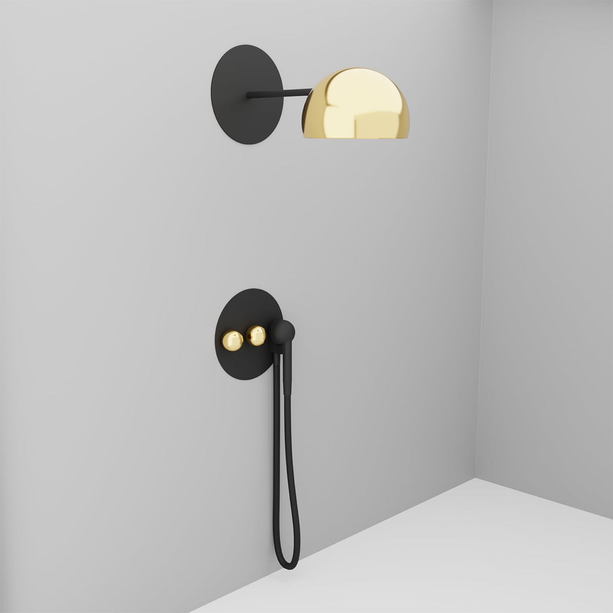 Baril Marie TET-1210-35 shower head installation example; other fixtures sold separately