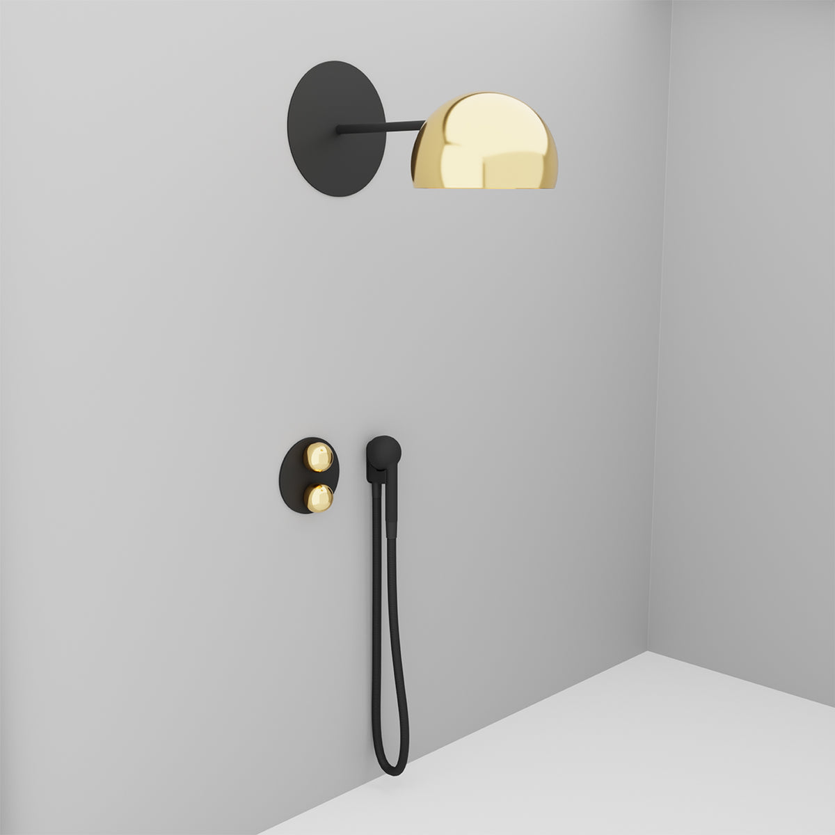 Baril Marie TET-1210-35 shower head installation example; other fixtures sold separately