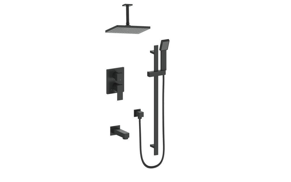 Vogt Kapfenberg 3-Way PB Shower Kit Trim with 6-inch Ceiling Arm TM.AP.310.316 in Matte Black