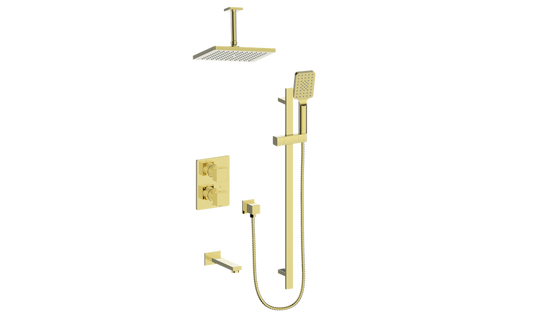 Vogt Kapfenberg 3-Way Thermostatic Shower Kit Trim with 6-inch Ceiling Arm TM.AP.320.326 in Brushed Gold
