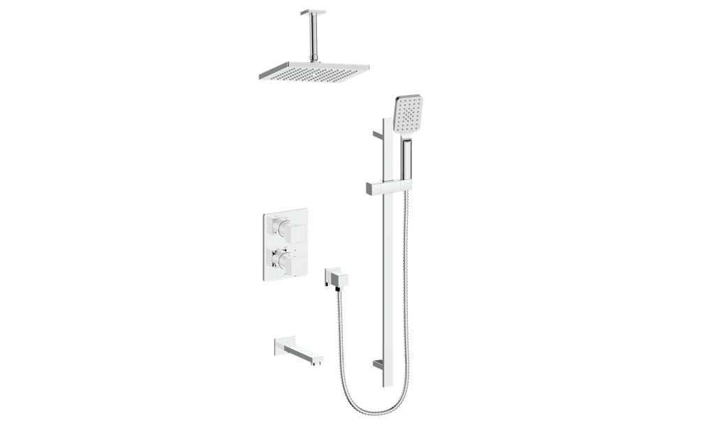 Vogt Kapfenberg 3-Way Thermostatic Shower Kit Trim with 6-inch Ceiling Arm TM.AP.320.326 in Polished Chrome