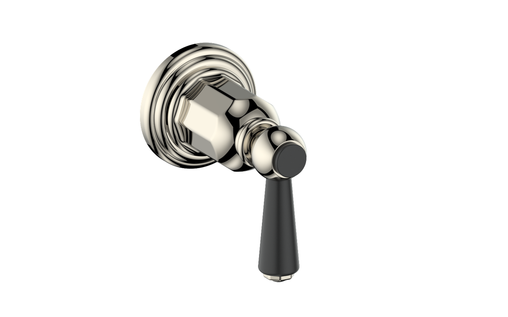 Vogt Carinthia On/Off Volume Control Valve Trim in Polished Nickel & Matte Black with Round Handle – TM.C1.01.PB