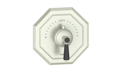 Vogt Carinthia 3/4" High-Flow Thermostatic Valve Trim in Brushed Nickel & Matte Black with Round Handle – TM.C1.150.BB