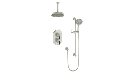 Vogt Carinthia 2-Way Thermostatic Shower System Trim in Brushed Nickel & Matte Black with Round Handle – TM.C1.220.216.BB