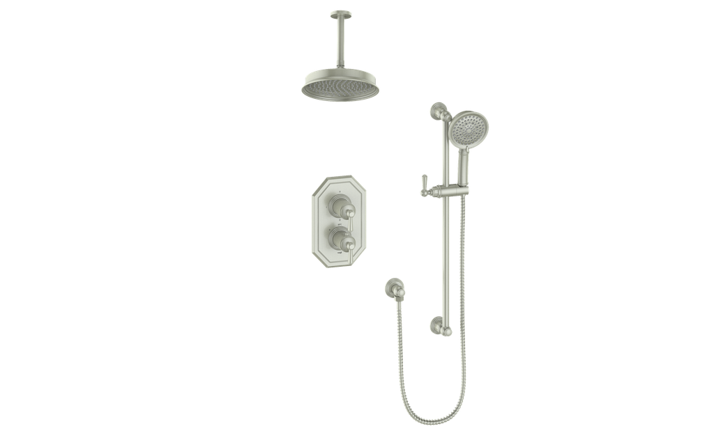 Vogt Carinthia 2-Way Thermostatic Shower System Trim in Brushed Nickel with Round Handle – TM.C1.220.216.BN