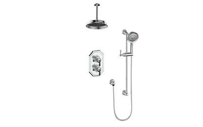Vogt Carinthia 2-Way Thermostatic Shower System Trim in Chrome & Matte Black with Round Handle – TM.C1.220.216.CB