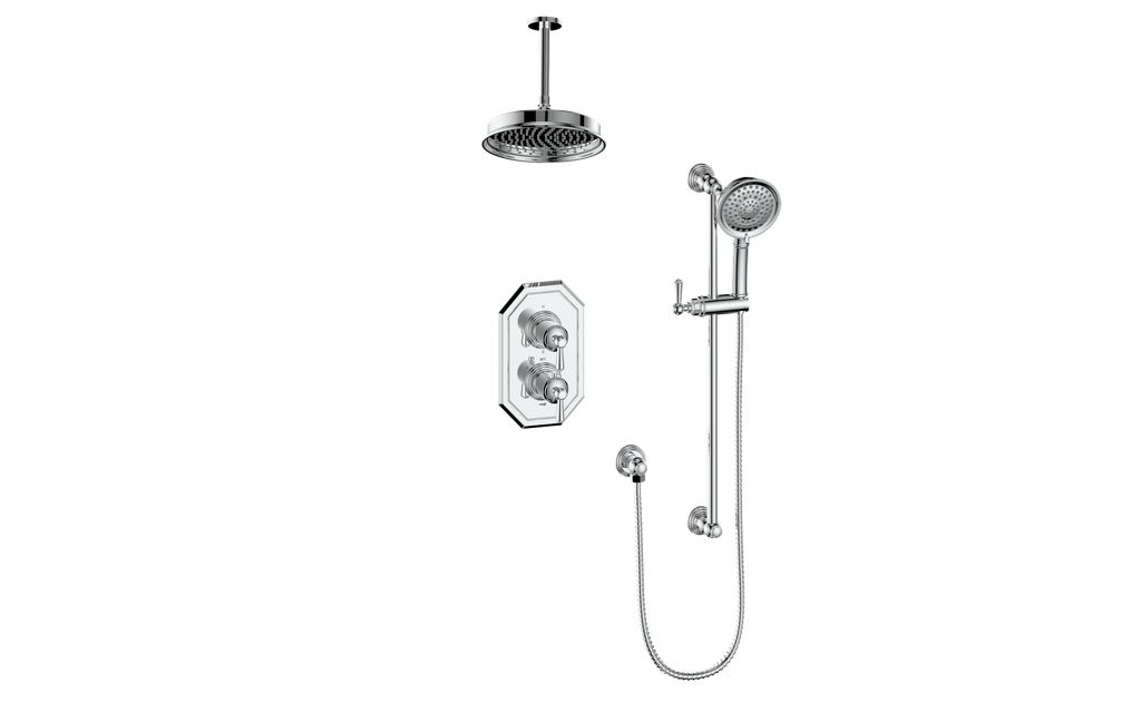 Vogt Carinthia 2-Way Thermostatic Shower System Trim in Polished Chrome with Round Handle – TM.C1.220.216.CC