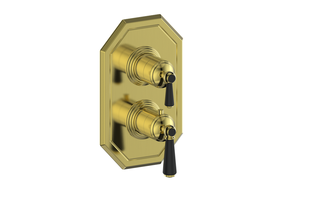 Vogt Carinthia 2-Way Thermostatic Valve Trim in Brushed Gold & Matte Black with Round Handle – TM.C1.220.BGB