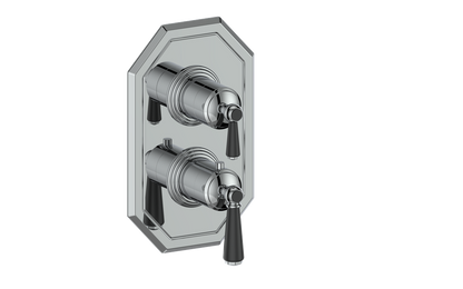 Vogt Carinthia 2-Way Thermostatic Valve Trim in Chrome & Matte Black with Round Handle – TM.C1.220.CB