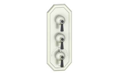 Vogt Carinthia 3/4" High-Flow Thermostatic Valve Trim with 2 Stops in Brushed Nickel & Matte Black with Round Handle – TM.C1.250.BB