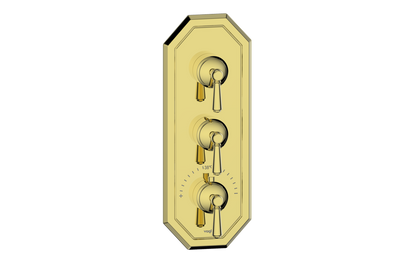 Vogt Carinthia 3/4" High-Flow Thermostatic Valve Trim with 2 Stops in Brushed Gold with Round Handle – TM.C1.250.BG