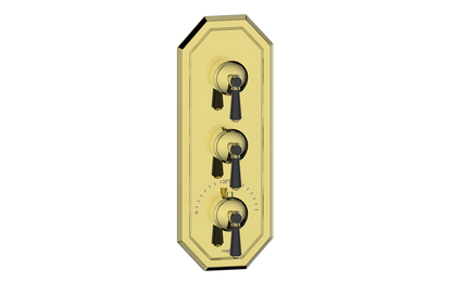 Vogt Carinthia 3/4" High-Flow Thermostatic Valve Trim with 2 Stops in Brushed Gold & Matte Black with Round Handle – TM.C1.250.BGB