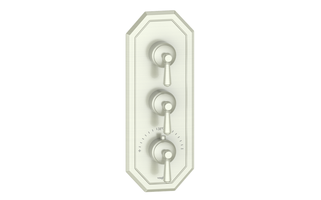 Vogt Carinthia 3/4" High-Flow Thermostatic Valve Trim with 2 Stops in Brushed Nickel with Round Handle – TM.C1.250.BN