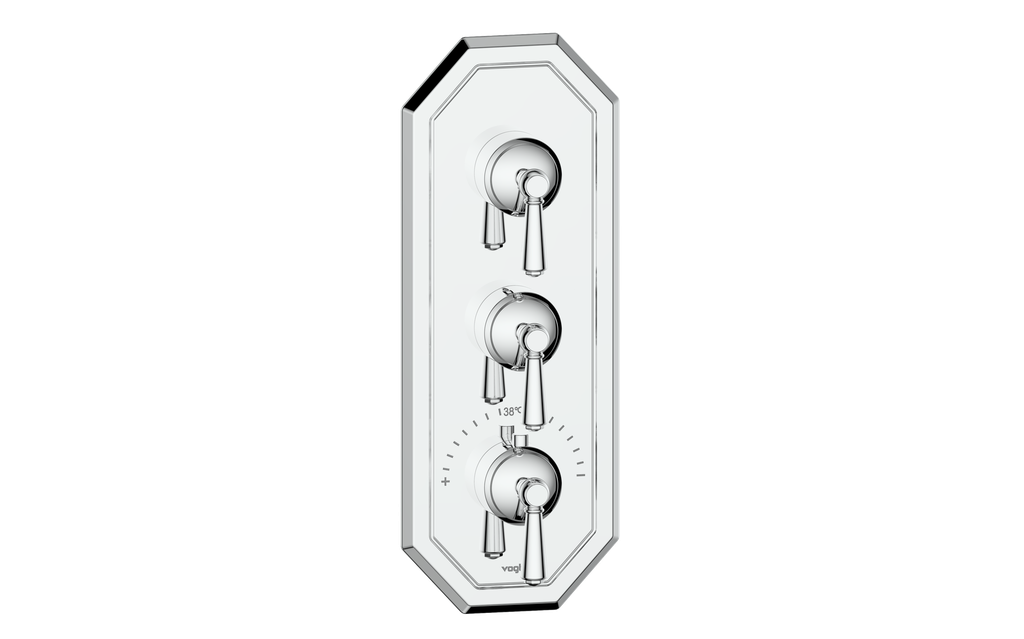 Vogt Carinthia 3/4" High-Flow Thermostatic Valve Trim with 2 Stops in Polished Chrome with Round Handle – TM.C1.250.CC