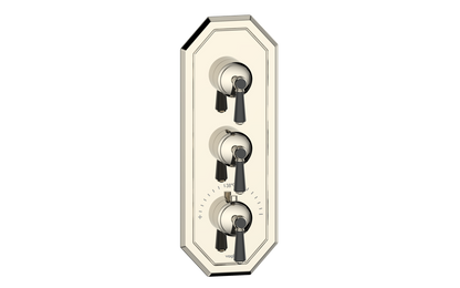 Vogt Carinthia 3/4" High-Flow Thermostatic Valve Trim with 2 Stops in Polished Nickel & Matte Black with Round Handle – TM.C1.250.PB