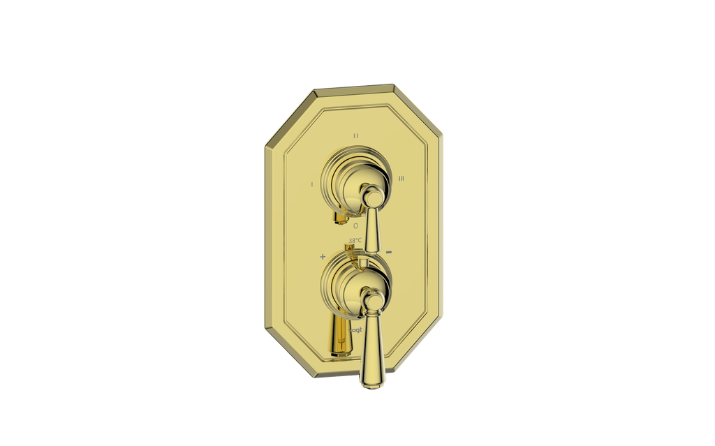 Vogt Carinthia 3-Way Thermostatic Valve Trim in Brushed Gold with Round Handle – TM.C1.320.BG