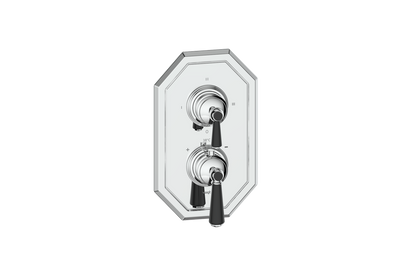 Vogt Carinthia 3-Way Thermostatic Valve Trim in Chrome & Matte Black with Round Handle – TM.C1.320.CB