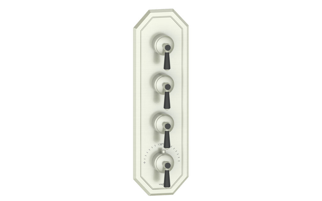 Vogt Carinthia 3/4" High-Flow Thermostatic Valve Trim with 3 Stops in Brushed Nickel & Matte Black with Round Handle – TM.C1.350.BB