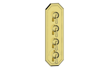 Vogt Carinthia 3/4" High-Flow Thermostatic Valve Trim with 3 Stops in Brushed Gold with Round Handle – TM.C1.350.BG