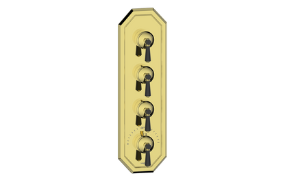 Vogt Carinthia 3/4" High-Flow Thermostatic Valve Trim with 3 Stops in Brushed Gold & Matte Black with Round Handle – TM.C1.350.BGB