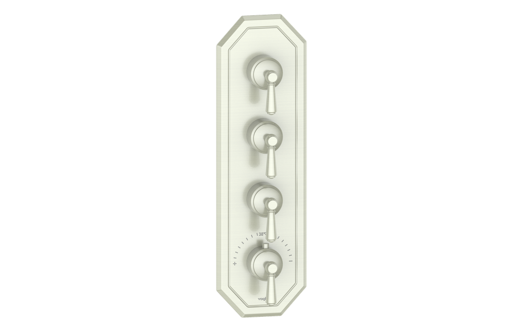 Vogt Carinthia 3/4" High-Flow Thermostatic Valve Trim with 3 Stops in Brushed Nickel with Round Handle – TM.C1.350.BN