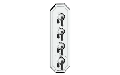 Vogt Carinthia 3/4" High-Flow Thermostatic Valve Trim with 3 Stops in Chrome & Matte Black with Round Handle – TM.C1.350.CB