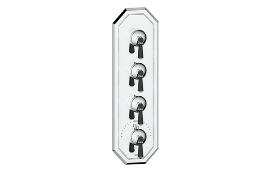Vogt Carinthia 3/4" High-Flow Thermostatic Valve Trim with 3 Stops in Chrome & Matte Black with Round Handle – TM.C1.350.CB