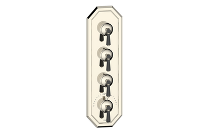 Vogt Carinthia 3/4" High-Flow Thermostatic Valve Trim with 3 Stops in Polished Nickel & Matte Black with Round Handle – TM.C1.350.PB
