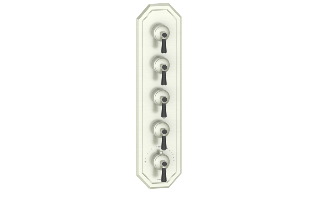 Vogt Carinthia 3/4" High-Flow Thermostatic Valve Trim with 4 Stops in Brushed Nickel & Matte Black with Round Handle – TM.C1.450.BB