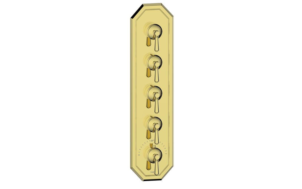 Vogt Carinthia 3/4" High-Flow Thermostatic Valve Trim with 4 Stops in Brushed Gold with Round Handle – TM.C1.450.BG