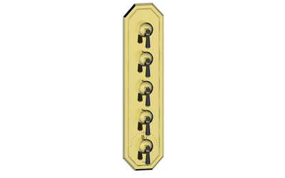Vogt Carinthia 3/4" High-Flow Thermostatic Valve Trim with 4 Stops in Brushed Gold & Matte Black with Round Handle – TM.C1.450.BGB