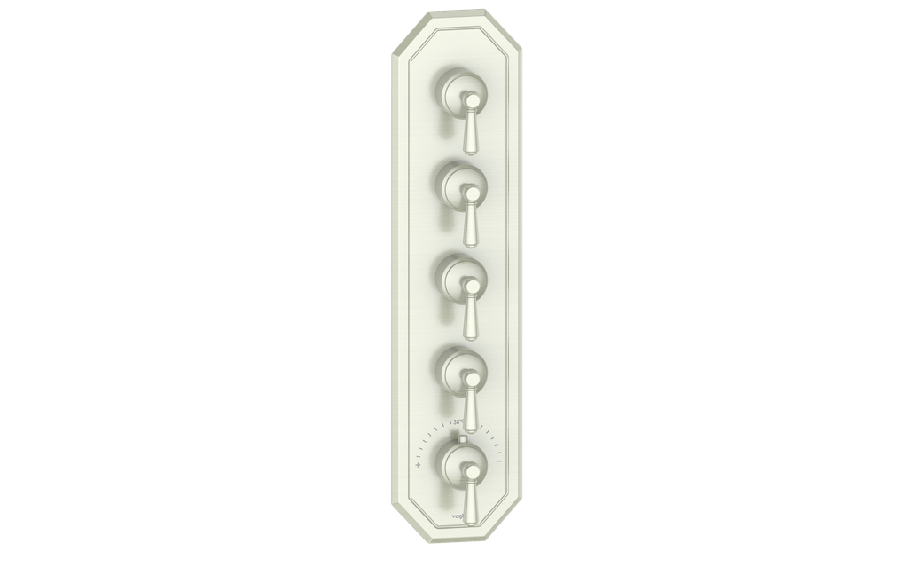 Vogt Carinthia 3/4" High-Flow Thermostatic Valve Trim with 4 Stops in Brushed Nickel with Round Handle – TM.C1.450.BN