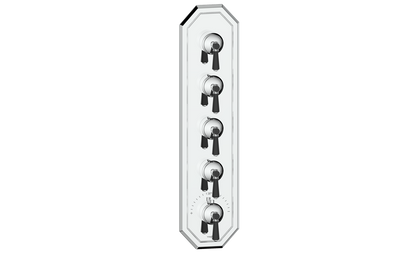 Vogt Carinthia 3/4" High-Flow Thermostatic Valve Trim with 4 Stops in Chrome & Matte Black with Round Handle – TM.C1.450.CB